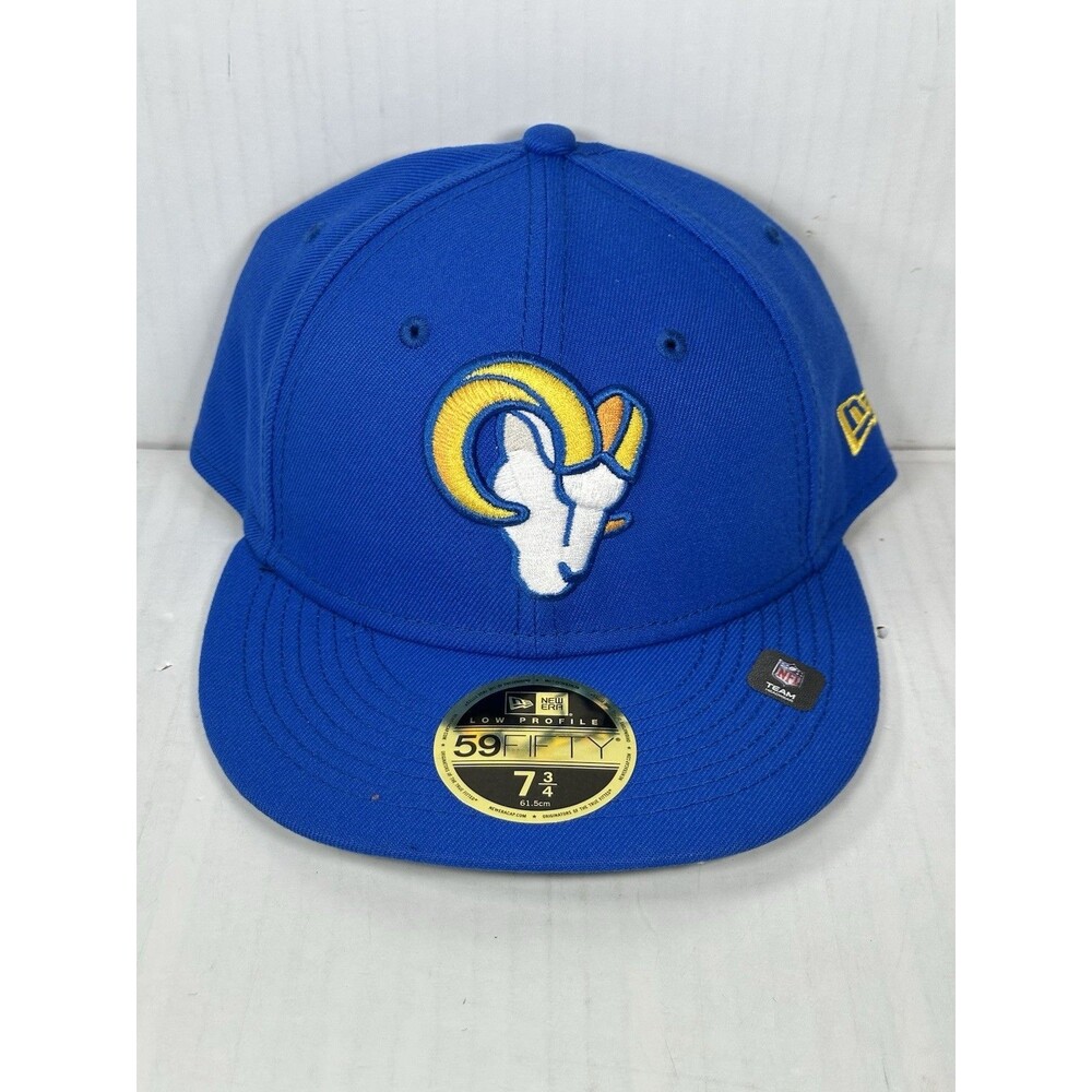 Size 7 3/4 New Era Los Angeles Rams NFL Low Profile 59FIFTY Fitted Hat Cap Blue